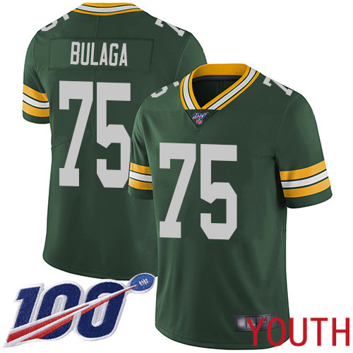 Green Bay Packers Limited Green Youth #75 Bulaga Bryan Home Jersey Nike NFL 100th Season Vapor Untouchable->youth nfl jersey->Youth Jersey